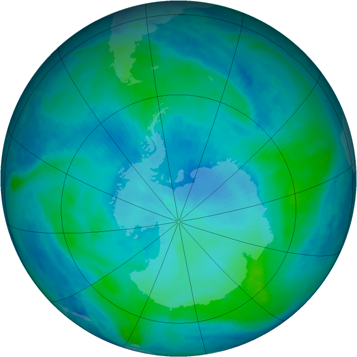 Antarctic ozone map for 12 February 2000